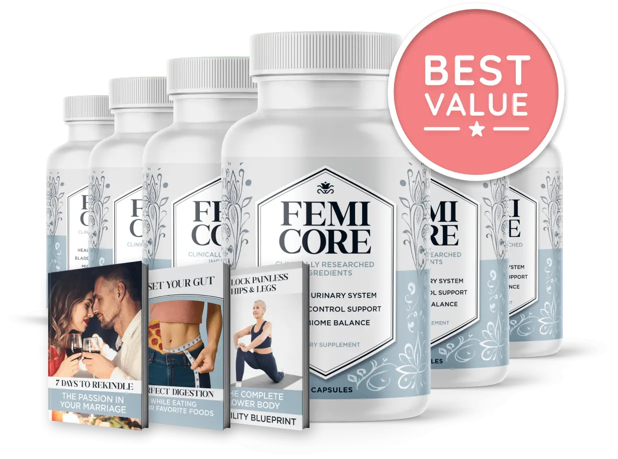 FemiCore 3 plus 3 bottle best value package, 180 day supply