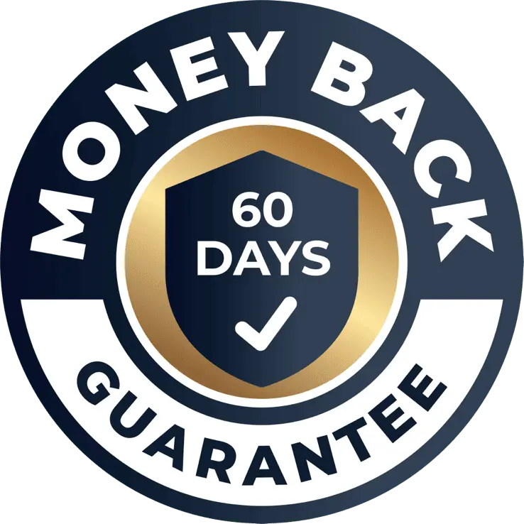 FemiCore 60 day 100 percent money back guarantee badge